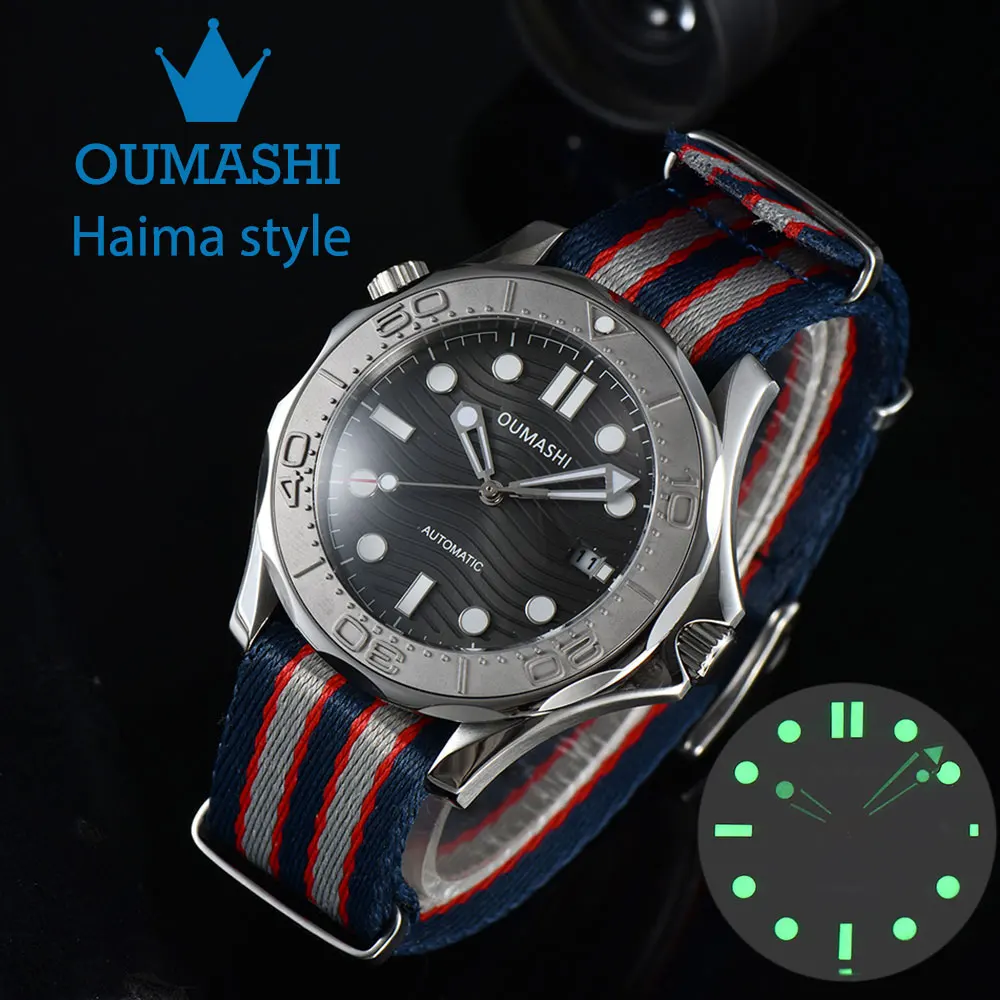 OUMASHI Haima Style Meiyouda 8215 Automatic Mechanical Luxury Men\'s Watch Waterproof Stainless Steel 904L Sapphire Glass Watch