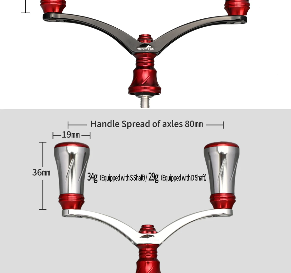 Verstellbare Doppelhebelarme für Spinnrollen – Achsabstand 80/98 mm, Knopfdurchmesser 20 mm | Passend für Daiwa & Shimano Rollen-Modifizierungsteile – Detail 12