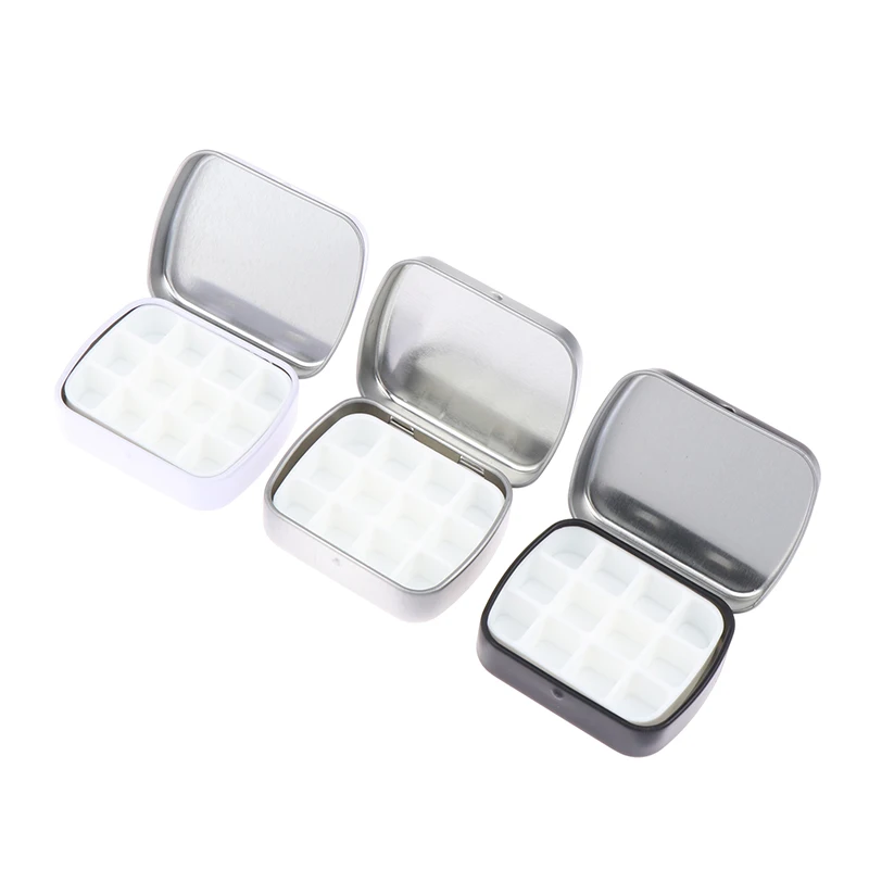 1Pc 12Grid Empty Mini Watercolor Box Portable Watercolor Palette Travel Painting Sketch Moisturizing Box Paint Box Art Supplies