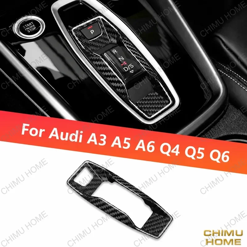 【CHIMU HOME】 Real Carbon Fiber Gear Shift Frame Cover Trim Sticker for Audi A4 A5 Q5 B9 Interior Modification Parts