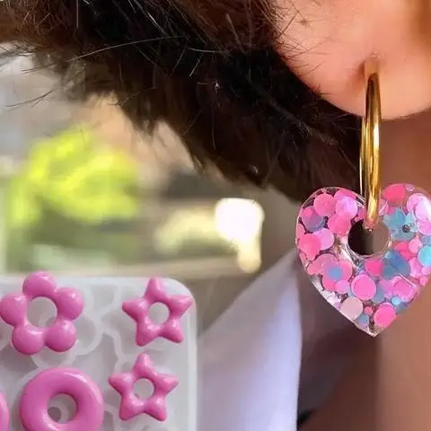 Moldes de jóias multifuncionais coração estrela flor pingente moldes de silicone para brincos de resina pingente criativo moldes de fundição de silicone
