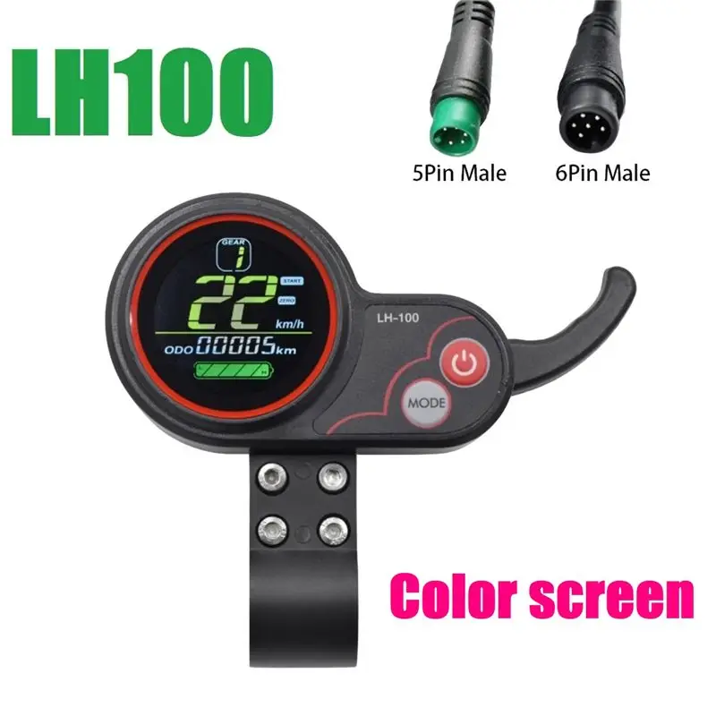 LH100 LCD Display Dashboard Throttle Meter 24V-60V For Kugoo Electric Scooter Ebike LCD Display Speedometer Replacement (5PIN)