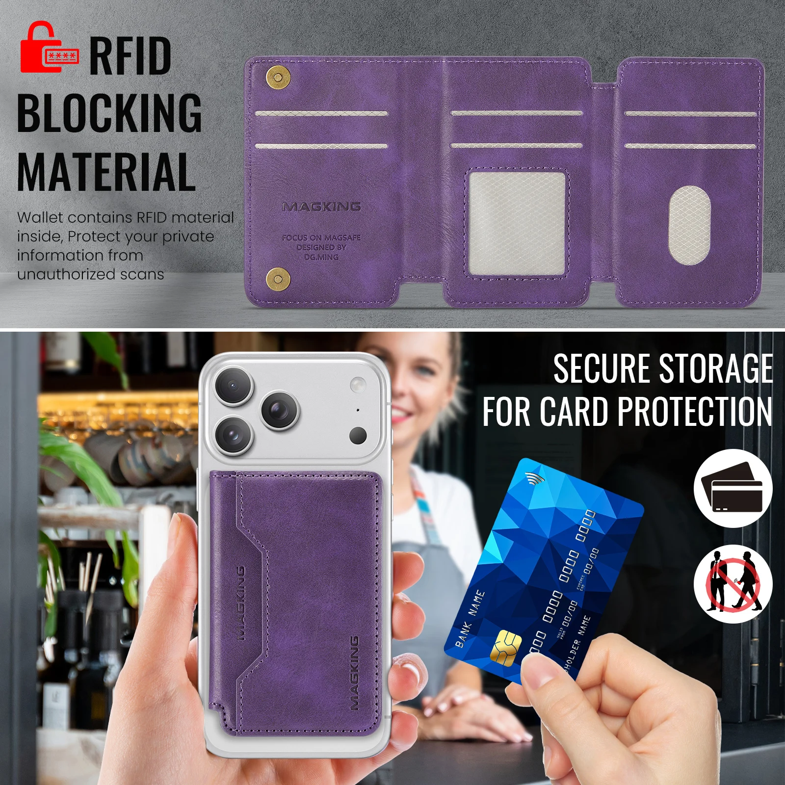 MagSafe Wallet RFID Blocking Magnetic Card Holder image 6