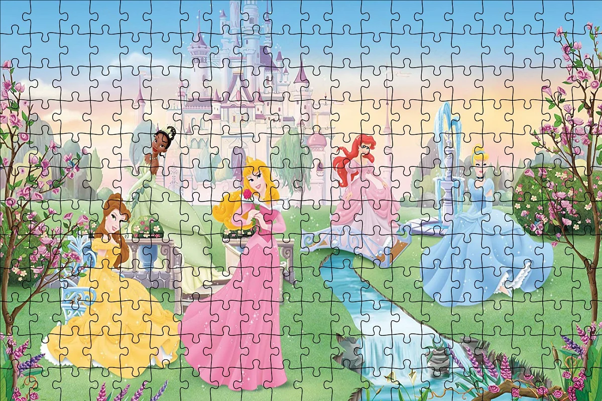 300 500 1000 Pieces Disney Princess Garden Party Jigsaw Puzzle Children's Educational Toys Cartoon Puzzle Creative Birthday Gift