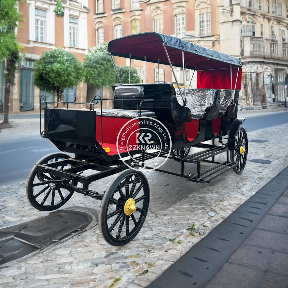 Premium European Vintage Horse Carriage Retro Style Sightseeing Tourist Horse Carriage for Park Attraction