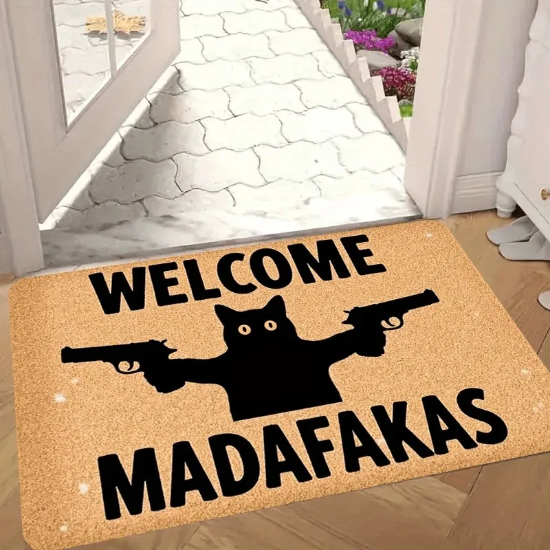 Funny Welcome Doormats, “Madafakas” Humorous Cultural Indoor/Outdoor Front Door Rugs, Non-Slip Bathroom Mats, Home Decor