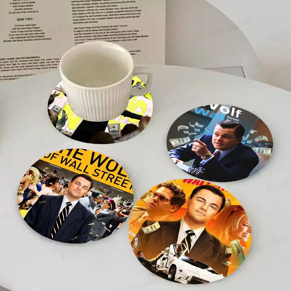 Classic Movie The Wolf of Wall Street Coasters Suitable for family gathering decoration, kitchen, anti-slip wooden coasters