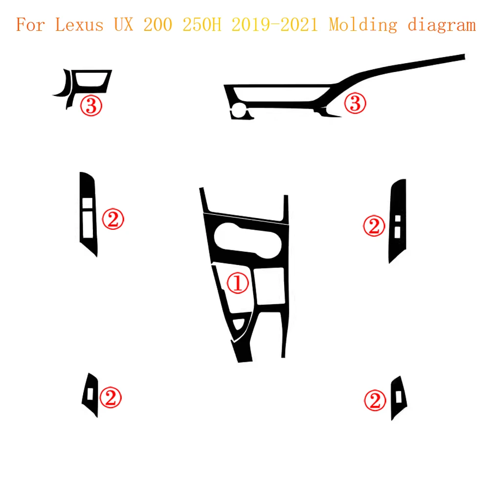For Lexus UX200 250H 2019-2021 Interior Central Control Panel Door Handle 5D Carbon Fiber Stickers Decals Car styling Accessorie