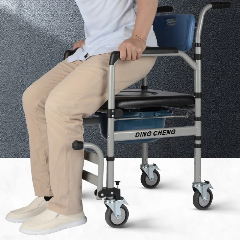 Silla de baño antideslizante, sillas para personas mayores, alturas ajustables, carritos para discapacitados, sillas para personas mayores, silla de ruedas, Scooter médico, uso doméstico