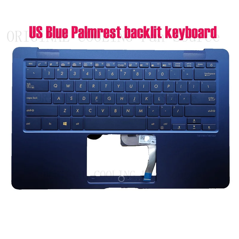 R+  FOR US Blue Palmrest backlit keyboard for Asus Zenbook UX490U UX490UA UX490UAR