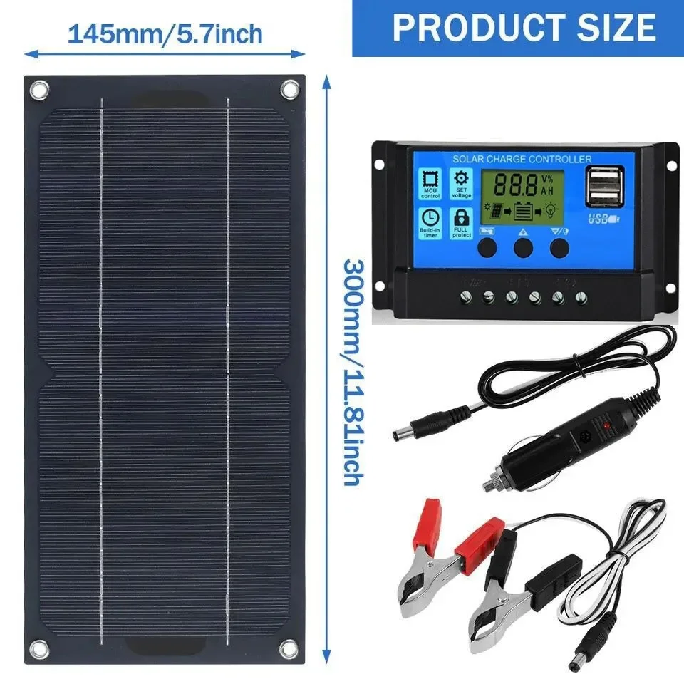 Durable12W Monocrystalline Solar Panel Kit 600W Charger Controller 100A For RV Caravan