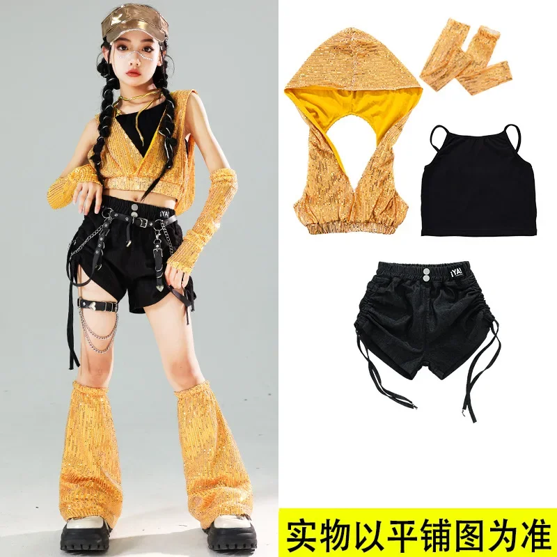 Hip Hop Kinder Mode Crop Tank Top Cargo Hosen Street Dance Röcke Hot Shorts Mädchen Streetwear Kind Jazz Kostüm Kleidung Sets