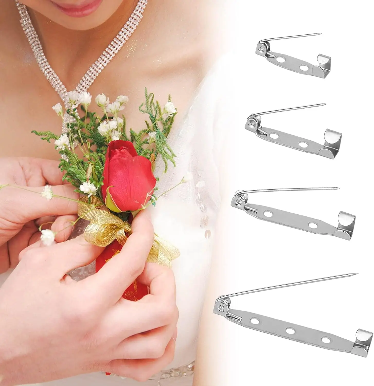 50pcs 15/20/25/32/38/40/45mm Brooch Base safety Pins clasps Jewelry Findings Making Clip Catch Pin Back Brooch