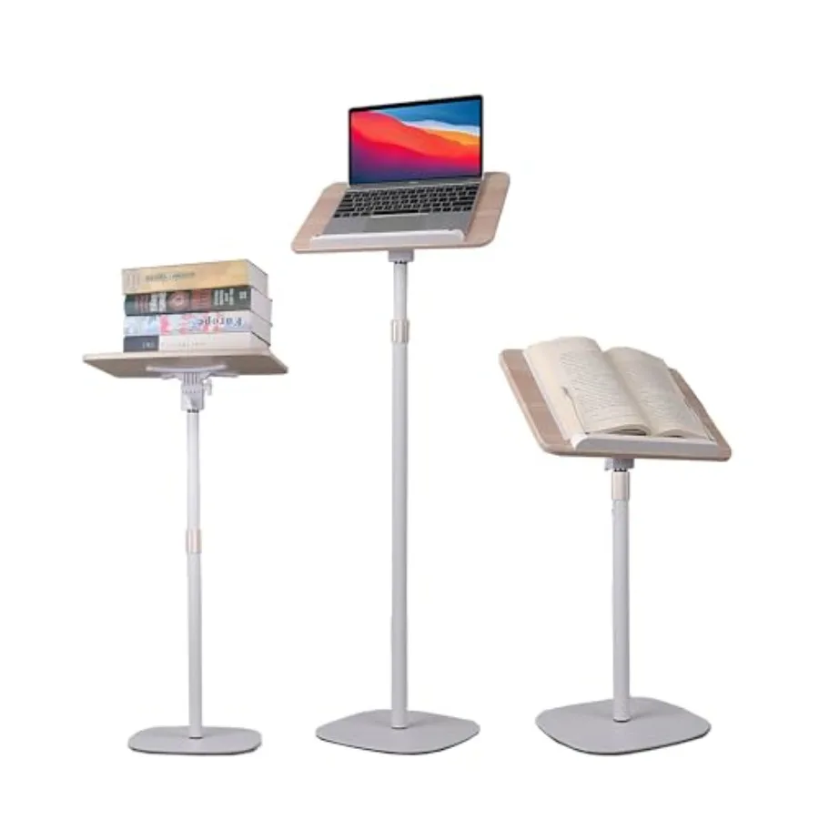 

Wooden Floor Music Book Stand with Adjustable Podium for Cook Book Music Sheet Holder in Brown with Page Clip for Stable Displa