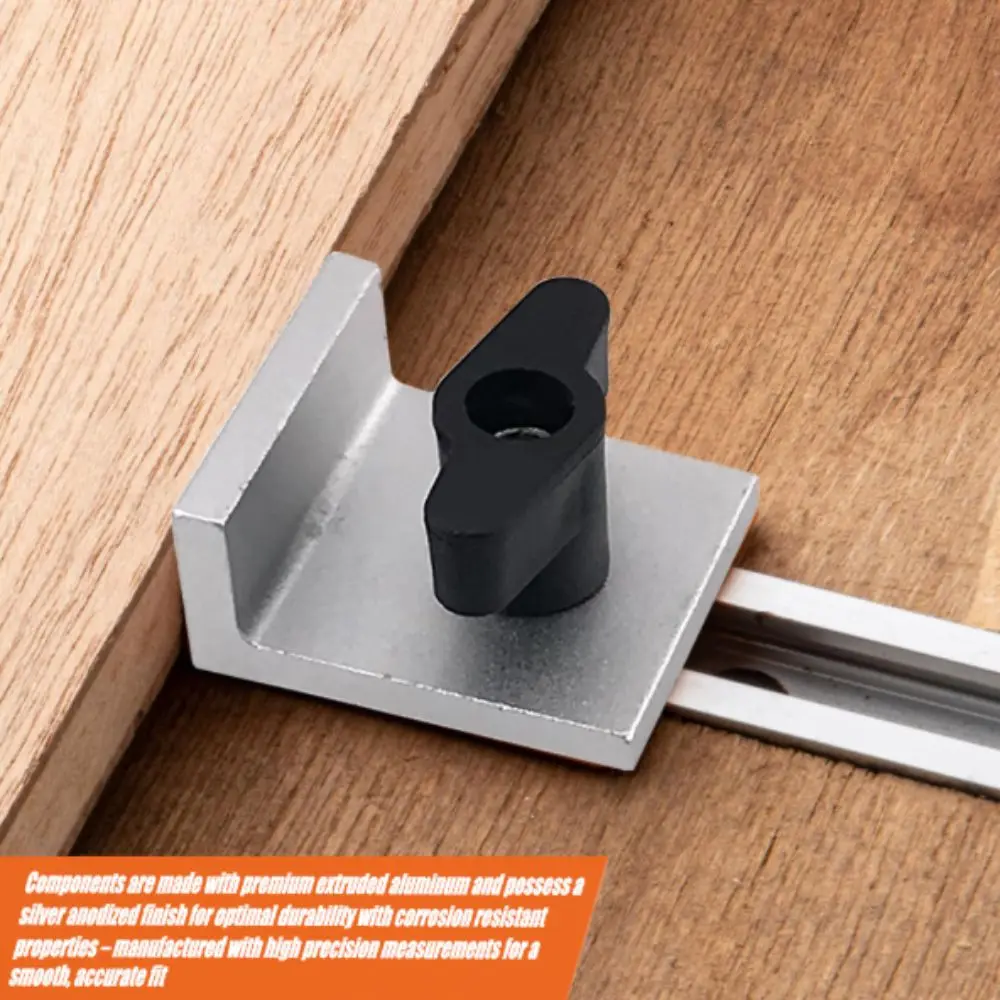 4 Pcs Set T Track Stop Block Silver Color With Knobs Short Stop Kit Inline Design T-Track System Bi-Directional Stop