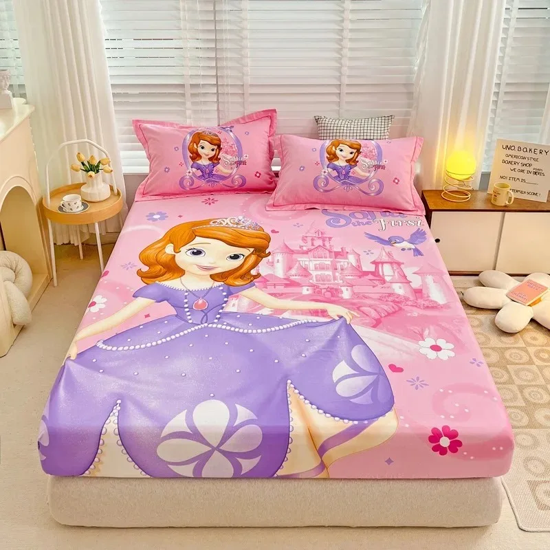 

Disney Cartoon Ariel Sofia Snow White New Skin Friendly Printed Sheets Mattress Protectors Non-Slip Sheets Children's Bedding