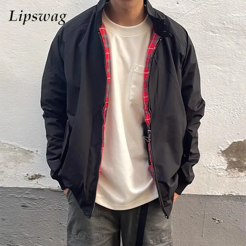 

Винтажная куртка на молнии с воротником-стойкой, мужское пальто, осенне-зимняя уличная одежда, модные куртки, однотонная мужская повседневная верхняя одежда с длинными рукавами