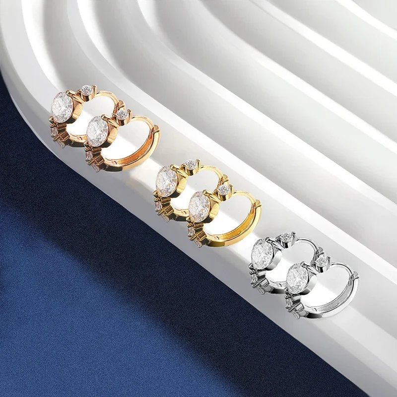TBCYD 5mm D Color Moissanite Hoop Earrings For Women With GRA S925 Sterling Silver Ear Clasps Buckle Original New Fine Jewerly