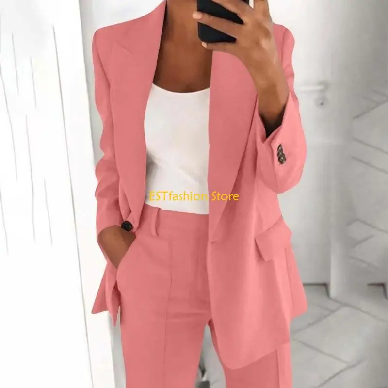 Y5GC Oversized Womens Blazers Long Sleeve Single Button For Layering