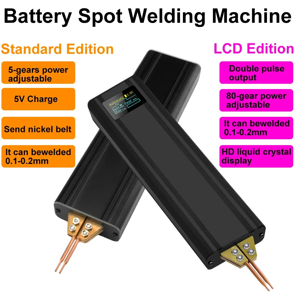 

All-in-one Spot Welder 0.1-0.2MM Nickel Welding 5V Portable 18650 Lithium Battery Welding Machine 5/80 Gears Adjust USB Charge