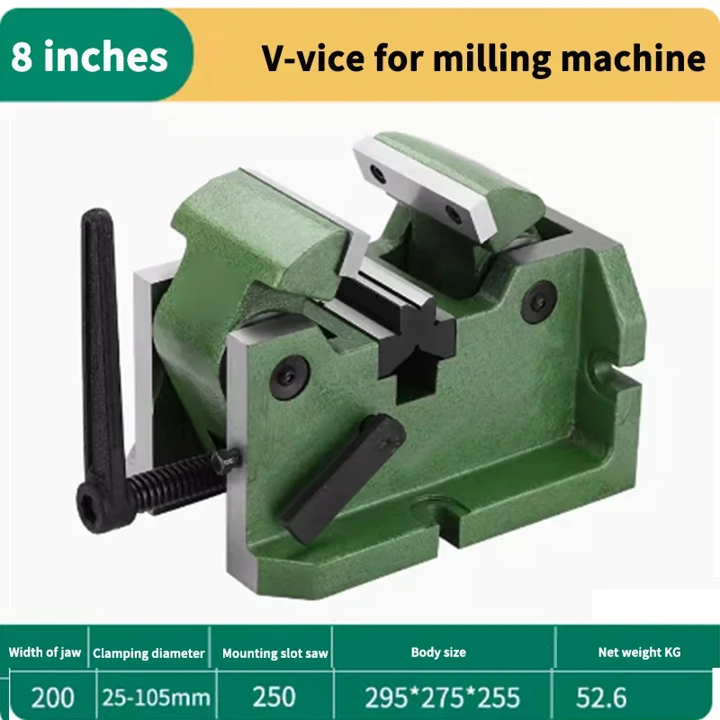 8 Inch Milling Machine V-Shaped Vise Vertical Horizontal Bench Vice Cylindrical Center Flat Plier For Clip Round Tubular Object