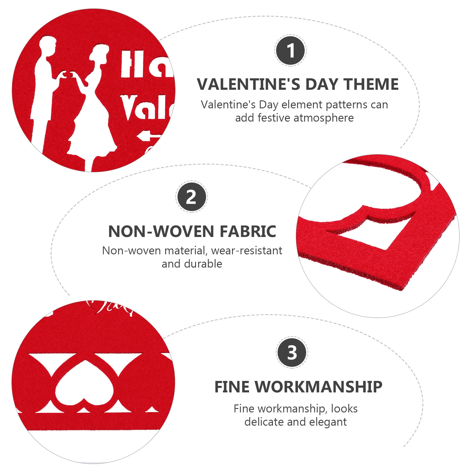 

4Pcs Valentine's Day Table Mats Place Mats Exquisite Gift for Friends Festive Atmosphere High Quality Decorative Placemats