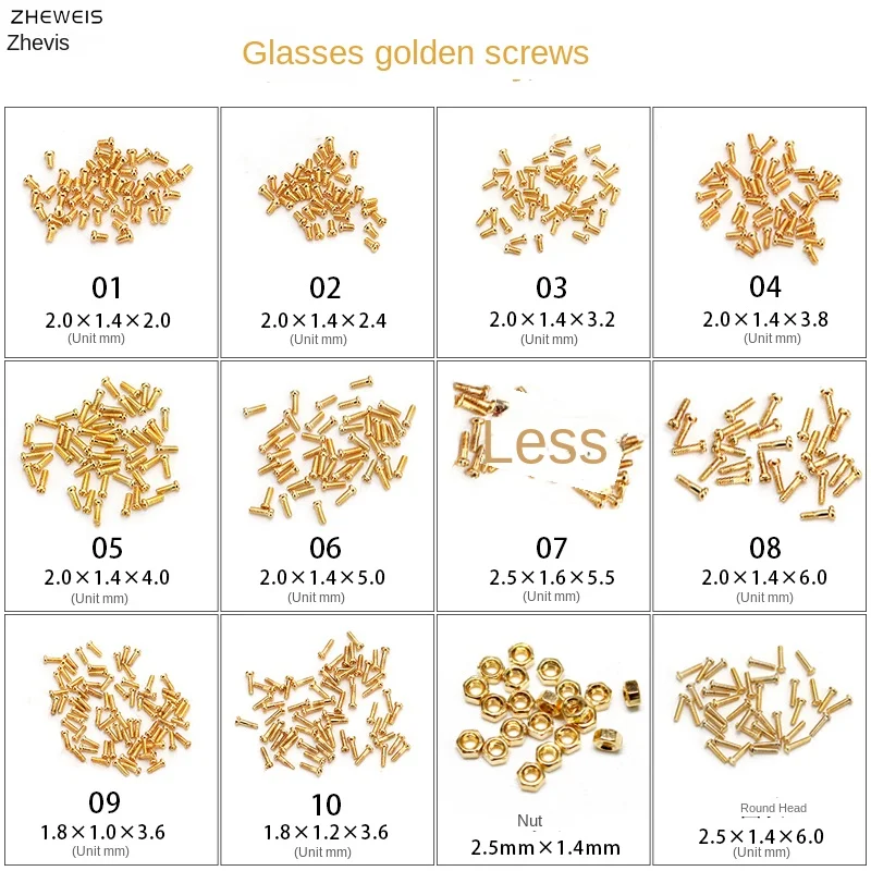 

Gold Glasses Screw Accessories Screw Nut Nose Bracket Spare Parts Repair Tool Set Eye Screws