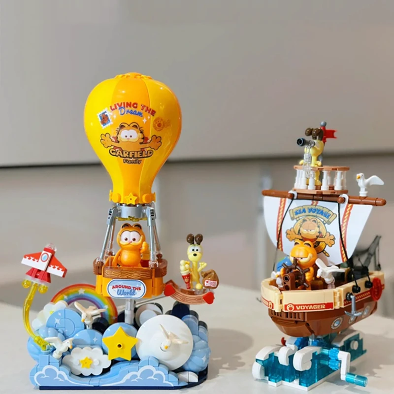 Garfield building blocks nautical ship assembly model desktop ornaments animation peripheral collection Valentine's Day gift