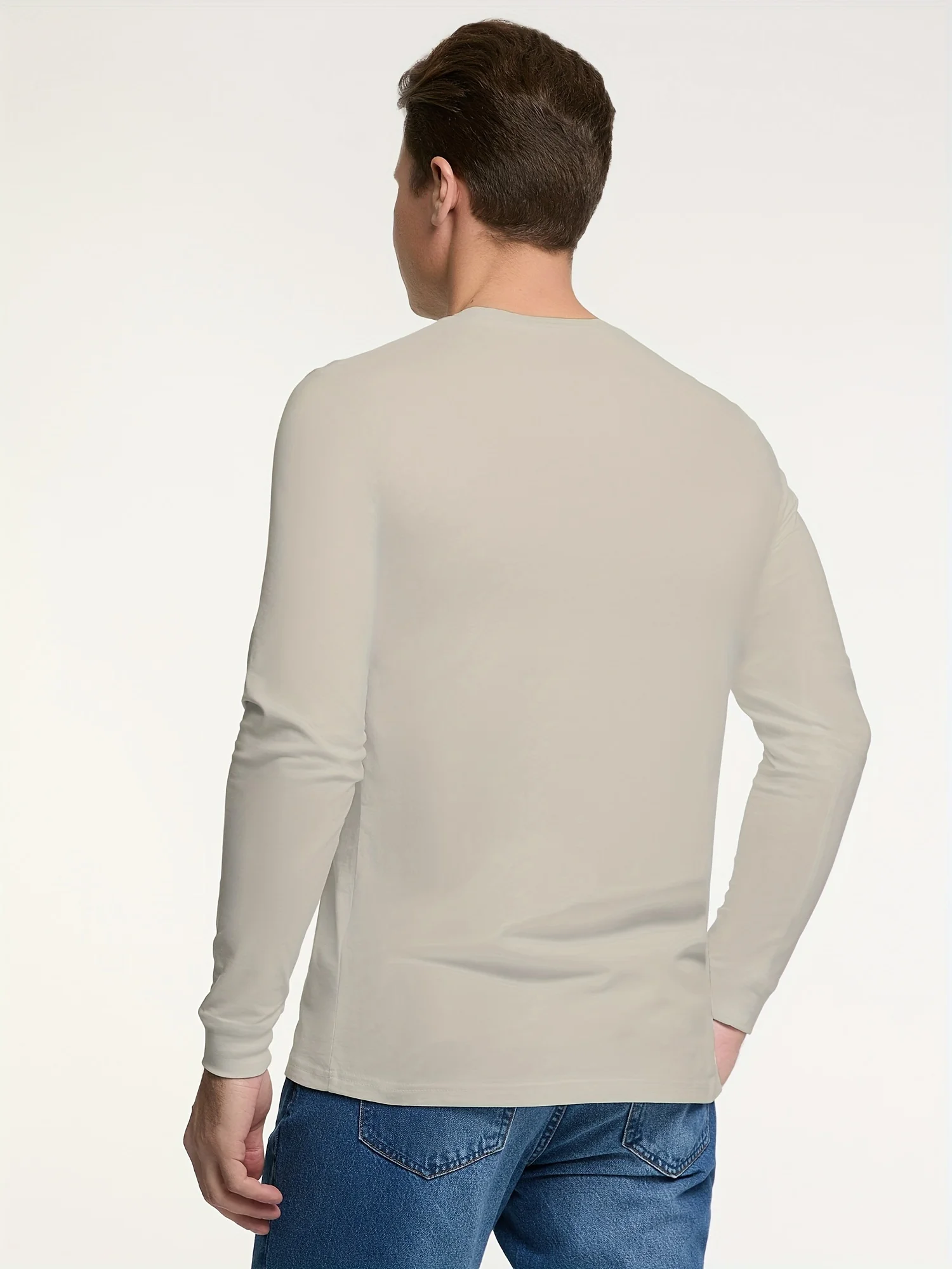 100% Cotton Men's Long Sleeved Round Neck Loose Classic Print Autumn and Winter Casual Versatile T-Shirt Top image 5
