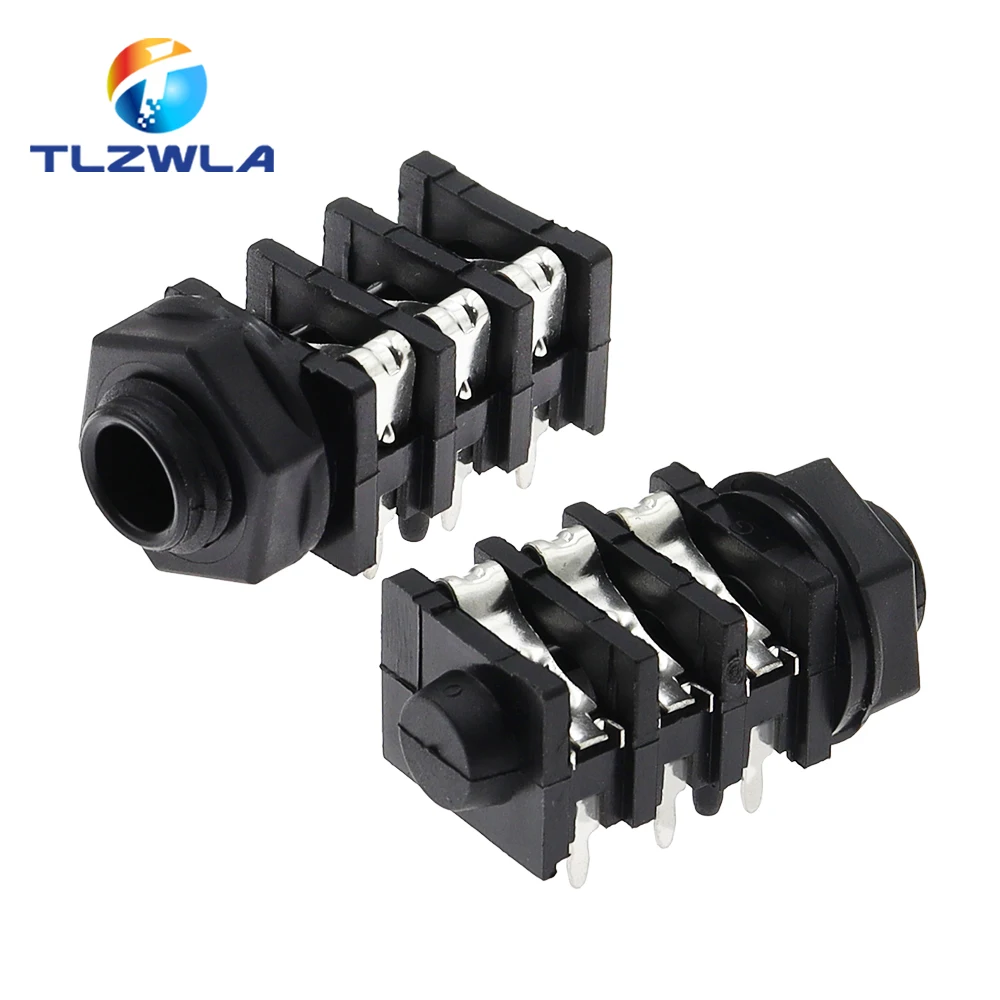 5 szt. 6,35 mm/6,35 stereofoniczny mikrofon audio żeńskie gniazdo/złącze typu jack 6PIN