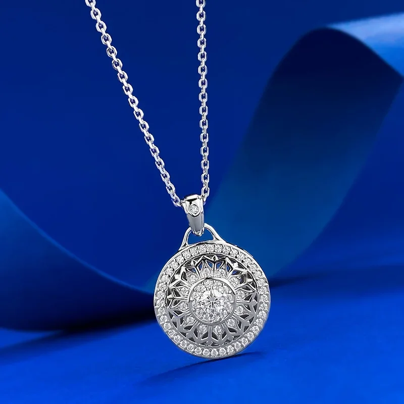 New 925 silver gold-plated operation with eight treasure compass pendant, Chinese style necklace with adjustable wedding jewelry