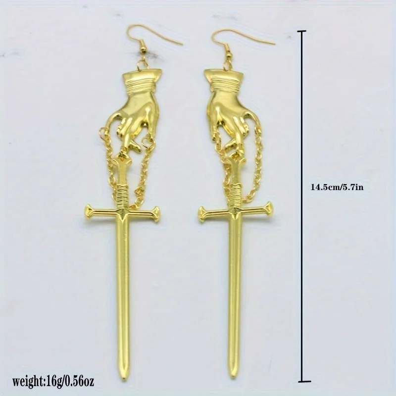 Gothic Punk Earrings for Women Swords Hand Earrings Statement Gothic Medieval Witch Mysterious Female Gift Halloween Jewelry