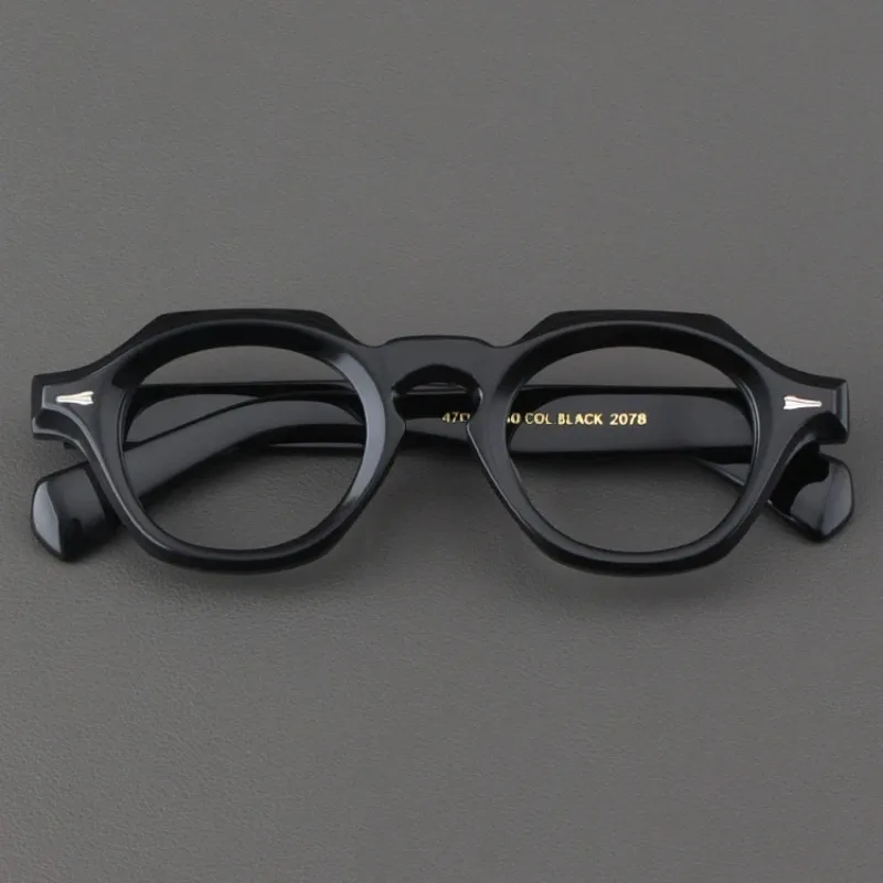 

Fashion Designer brand Women's Eyewear Frame 2024 New Hand-made Vintage Oval Acetate Thick frame Black Prescription Men Glasses