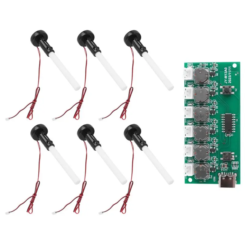 Humidifier Module DIY Kit Nebulizing Control Board Ultrasonic Nebulizer Mist Driver Circuit Board 6 Nozzle-A50M