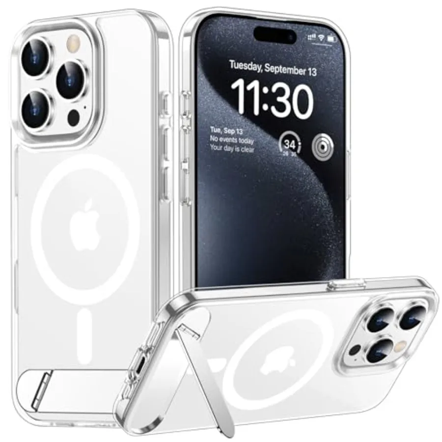 

Magnetic Compatible with iPhone 15 Pro Max Case, [Built-in Invisible Kickstand][Compatible with MagSafe] [Military Grade Shockp
