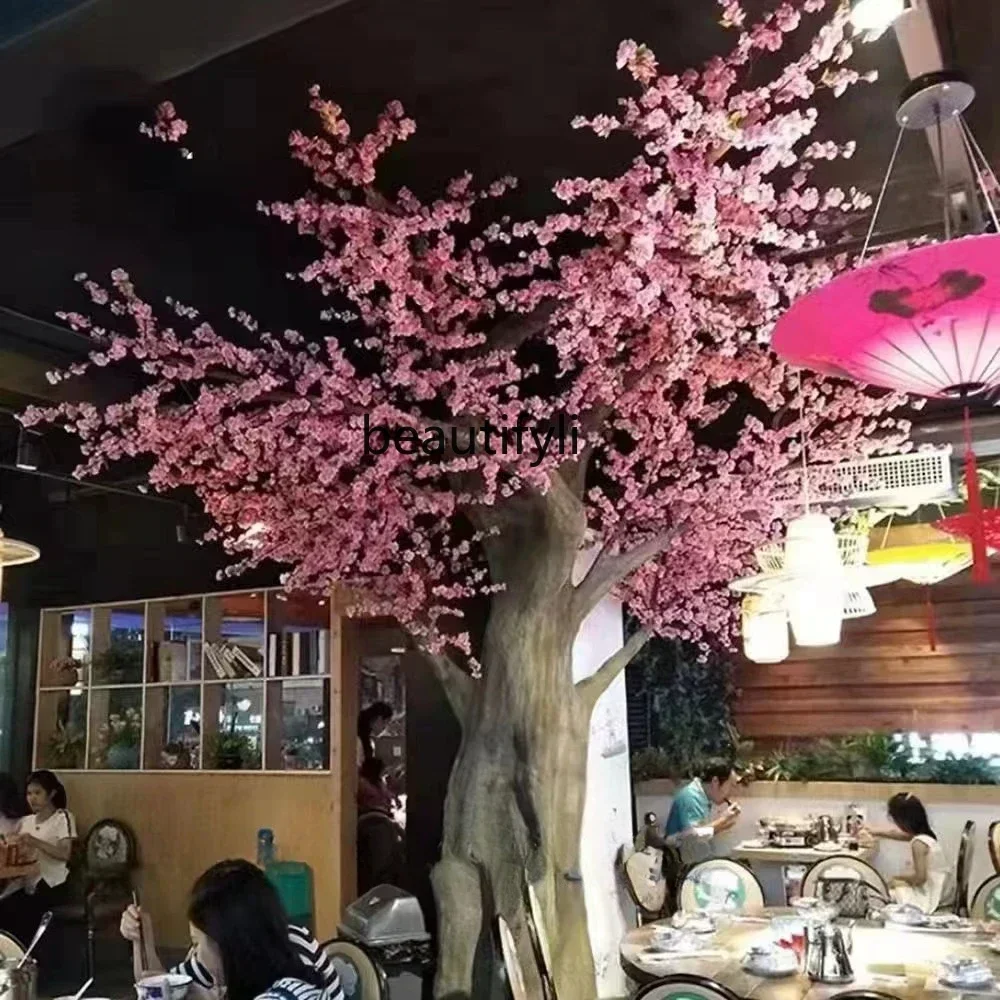 Simulation Large Fake Trees Dry FRP Wrapped Pillars Red Maple Indoor Decorative Landscaping Cherry Blossom Wishing Tree