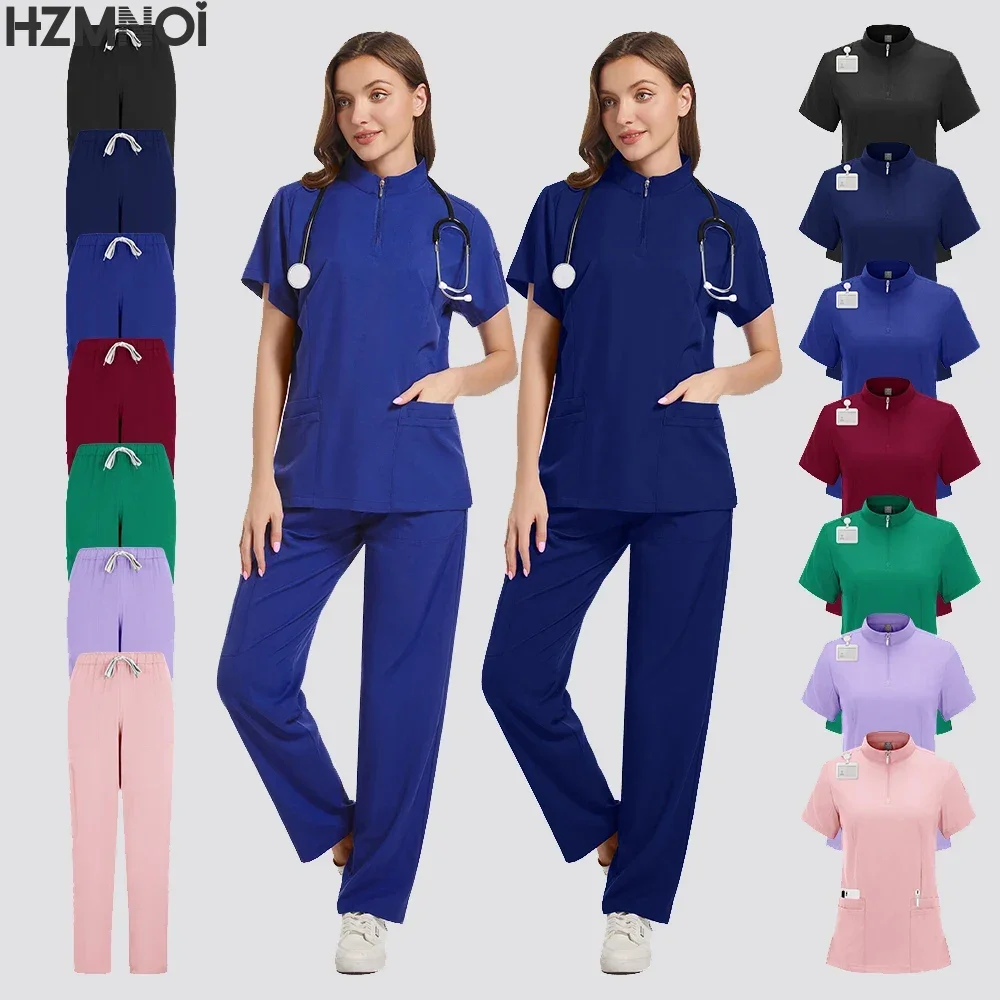 Various Colors Medical Uniforms Women Scrubs Sets Hospital Tops Pant Nurses Accessories Dental Clinic Beauty Salon Spa Workwear