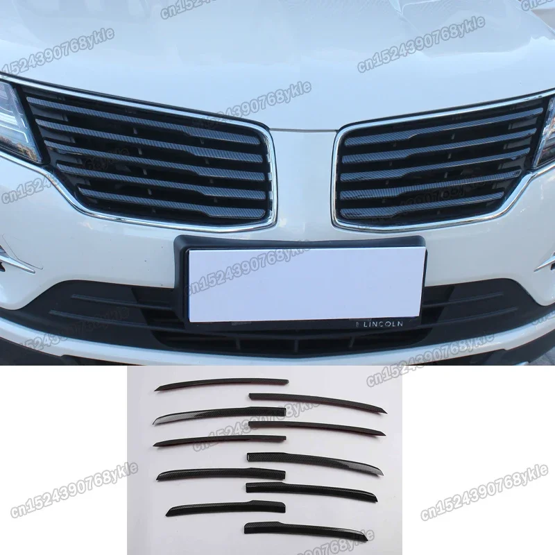 carbon fiber car front grille net trims for lincoln mkc 2014 2015 2016 2017 2018 2019 accessories auto decoration styling