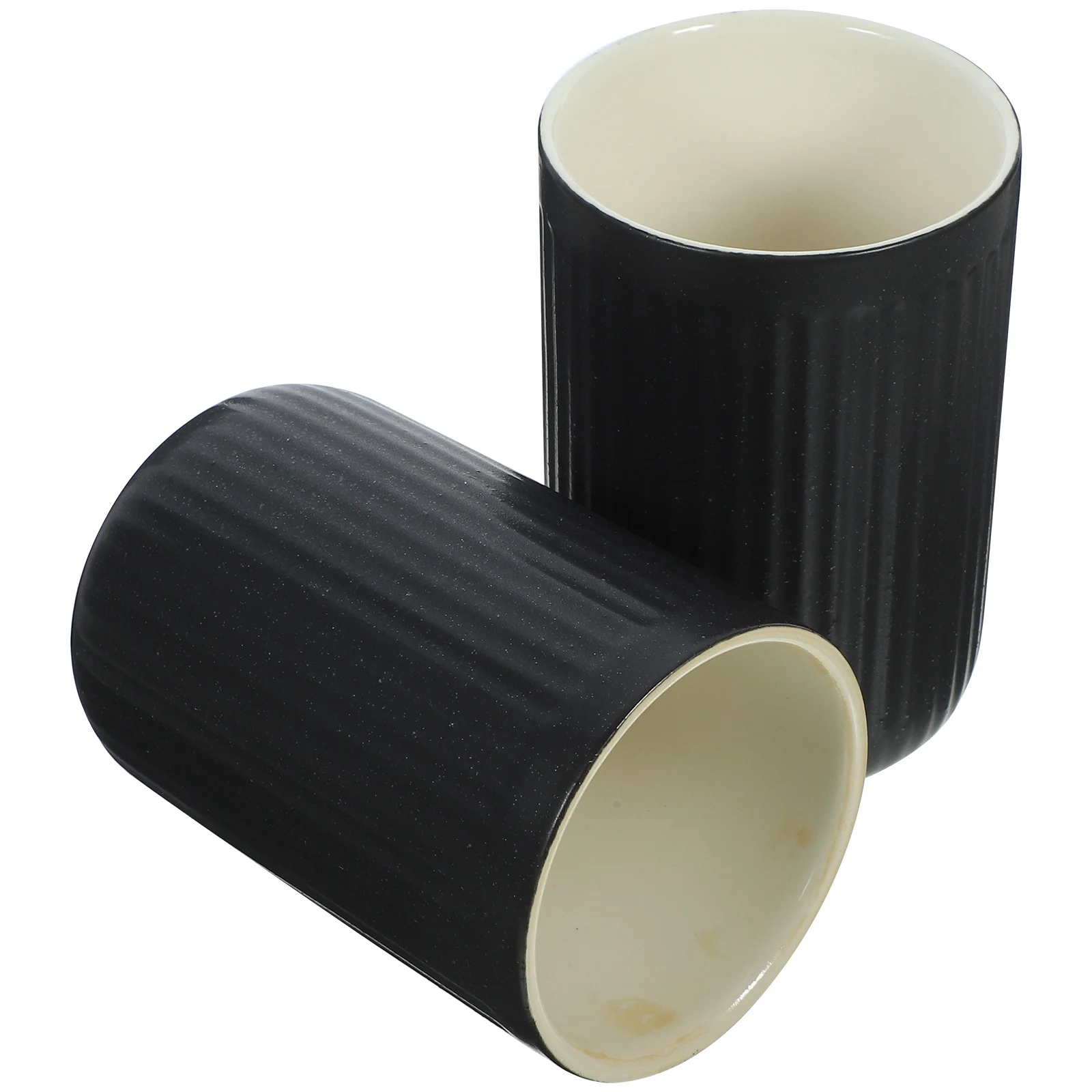 

2Pcs Vintage Ceramic Toothbrush Cups Reusable Bathroom Mouthwash Holders Home Travel Multi-Purpose Storage Cups