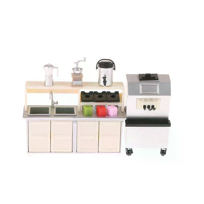 1/12 Dollhouse Ice Cream Machine Milk Tea Workbench Model Dollhouse Drink Shop Furniture Accessories Dolls House Decoration