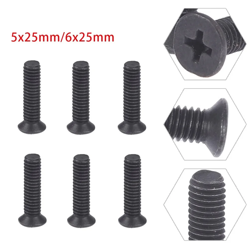 6 Pcs Fixing Screw M5/M6 25mm Left Hand Thread For UNF Drill Chuck Shank Adapter Flat Countersunk Screw Power Tool Accessories