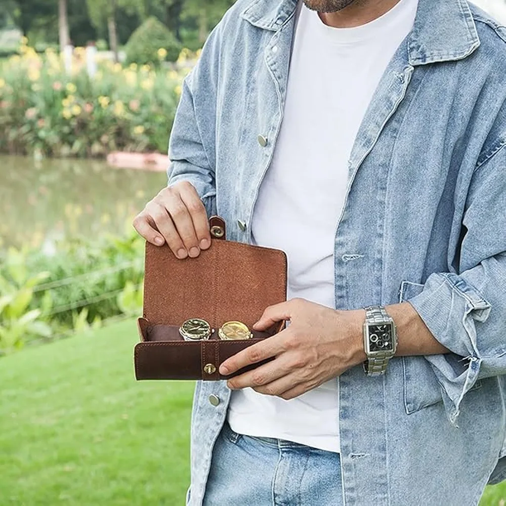 Premium Watch Travel Case Crafted Of Supple Leather To Securely Store And Watches Details Watch Roll