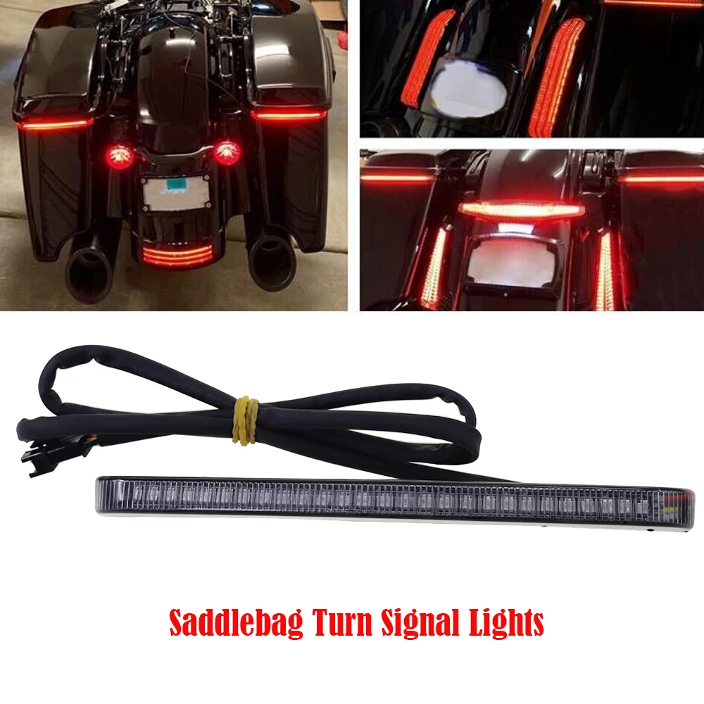Para Harley Touring Road King Street Glide 2014 en adelante: Luces LED de freno y direccionales secuenciales para alforjas de motocicleta