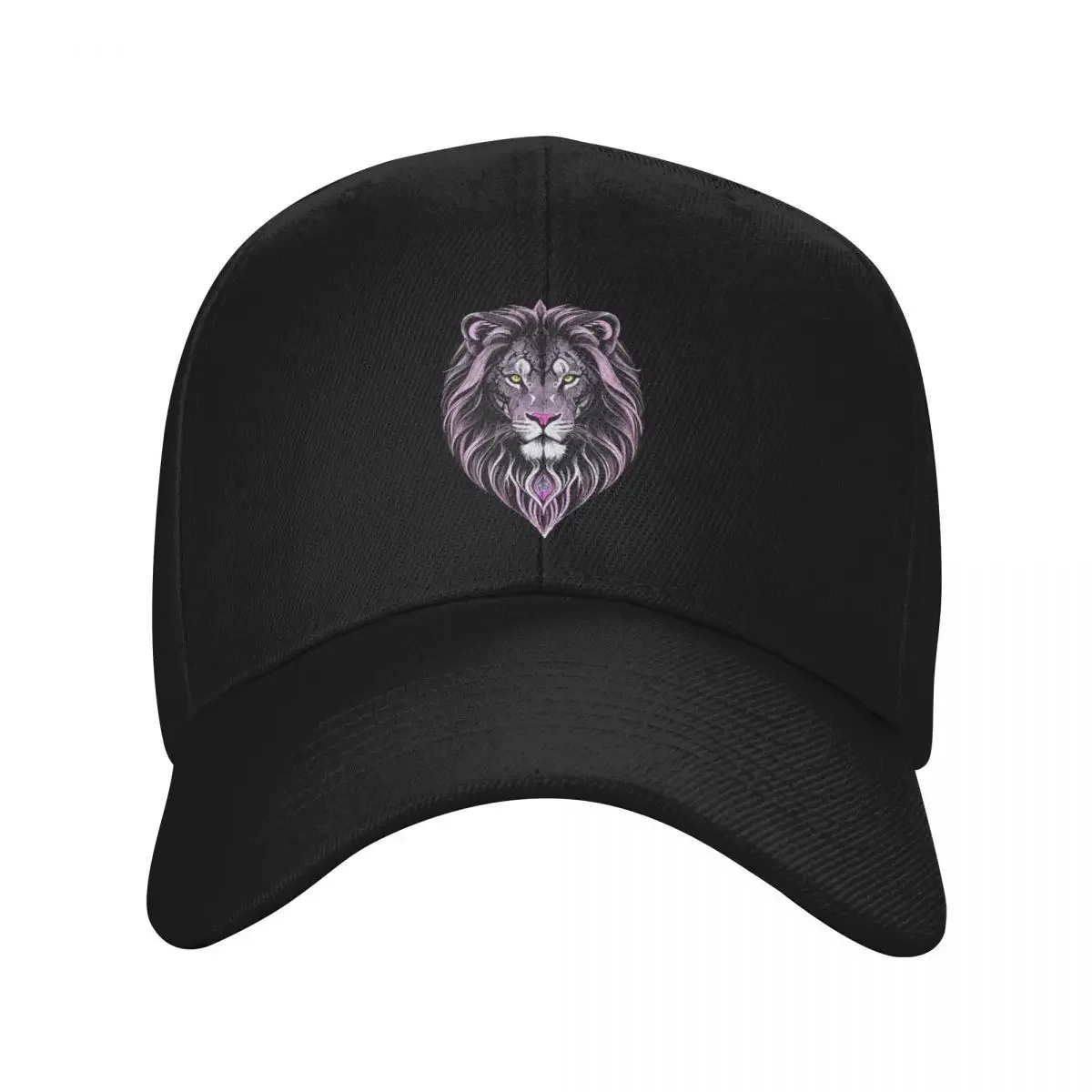 Lavender Noir Lioness: Bold Feminine Feline Design in Striking Lavender and Black Hues Baseball Cap cute Golf Men Women's