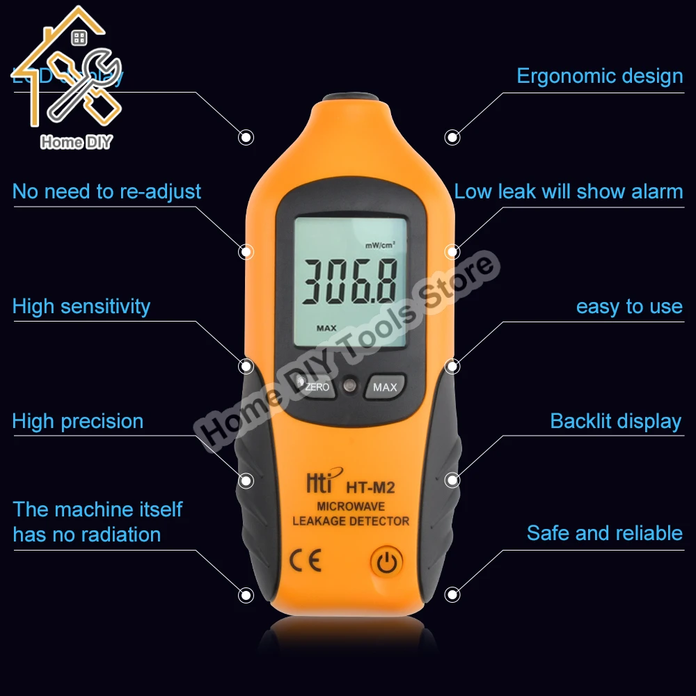 HT-M2 Professionale Digitale LCD Rilevatore di Perdita a Microonde di Alta Precisione Radiazione Tester 0-9.99mW/cm2