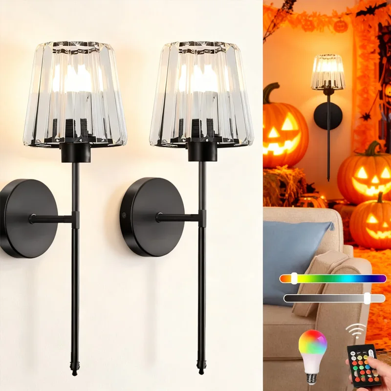 ワイヤレス壁掛け照明-充電式rgb電球-リビングルーム-寝室-図書館-書斎-廊下-ハロウィン-クリスマス装飾照明