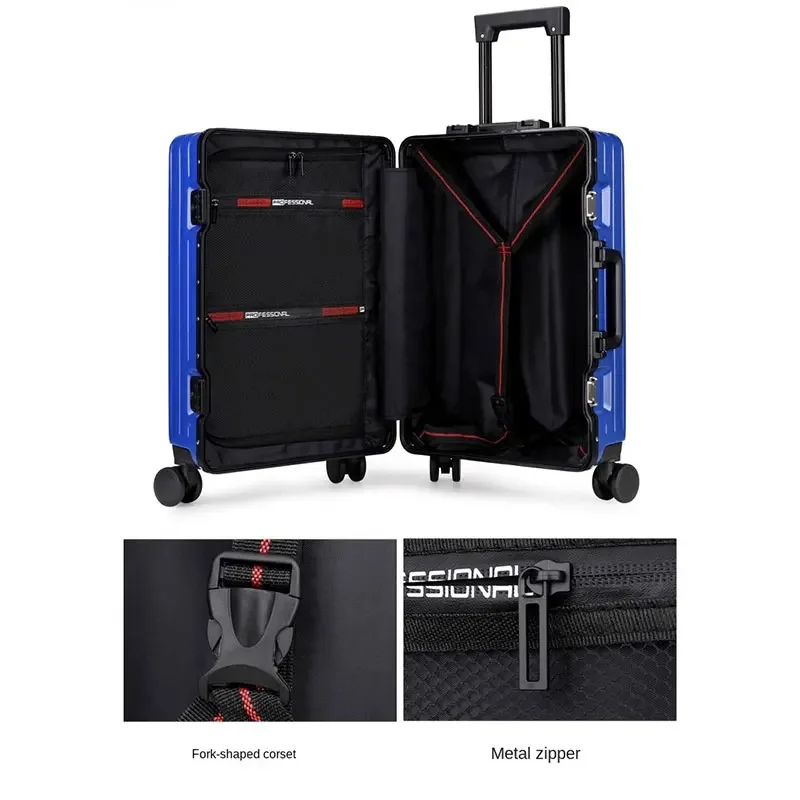 Aluminum Frame Travel Case Lightweight PC 20 Inch Boarding Case 24" Silent Universal Wheel Suitcase 28" Large Size Luggage