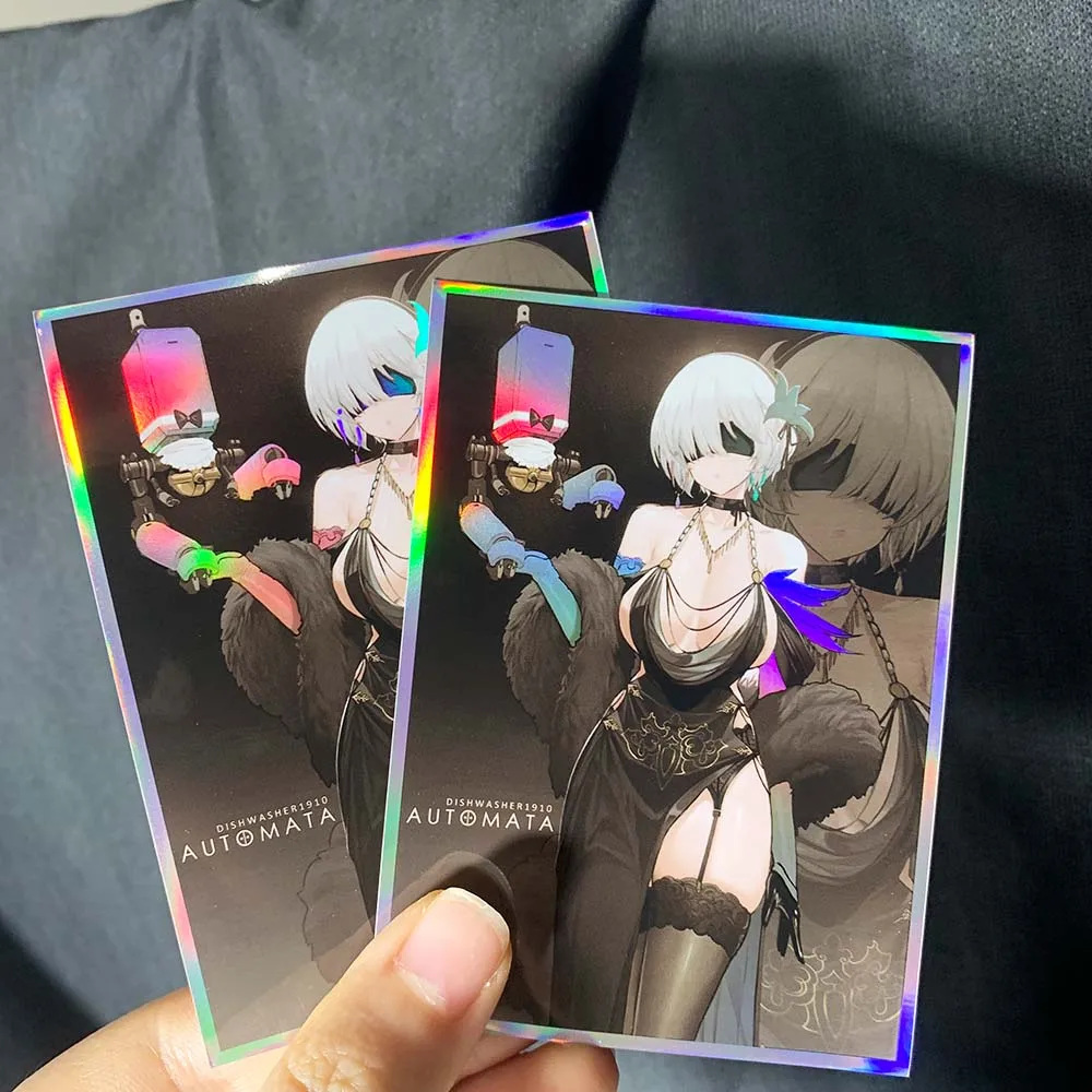 67X92mm Anime Zwarte Jurk Neil Holografische Kaarthoezen Kaartbeschermer Gebruikt voor MGT/WS Standaardformaat Ruilkaarten 60 STKS