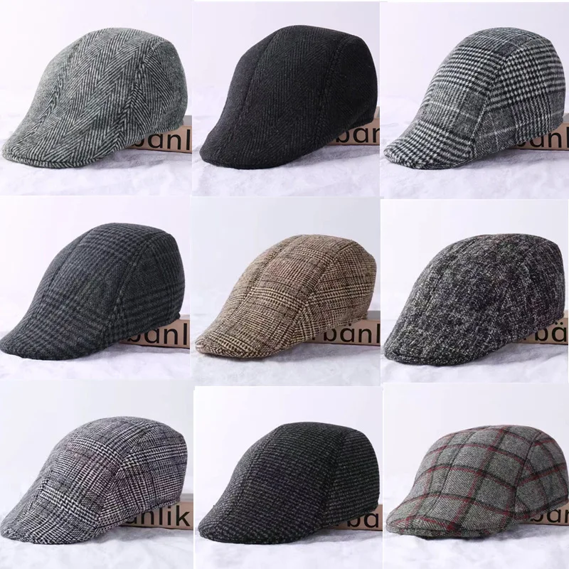 

Duck Tongue Hat Men's Autumn and Winter Woolen Korean Version Retro Beret Warm and Thick Versatile Hat Gift