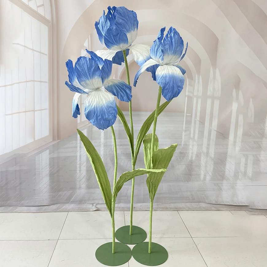 Imagem -05 - Artificial Poppy Paper Flower Head Iris Flower para Evento Wedding Road Guide Home Party Backdrop Decor Pcs